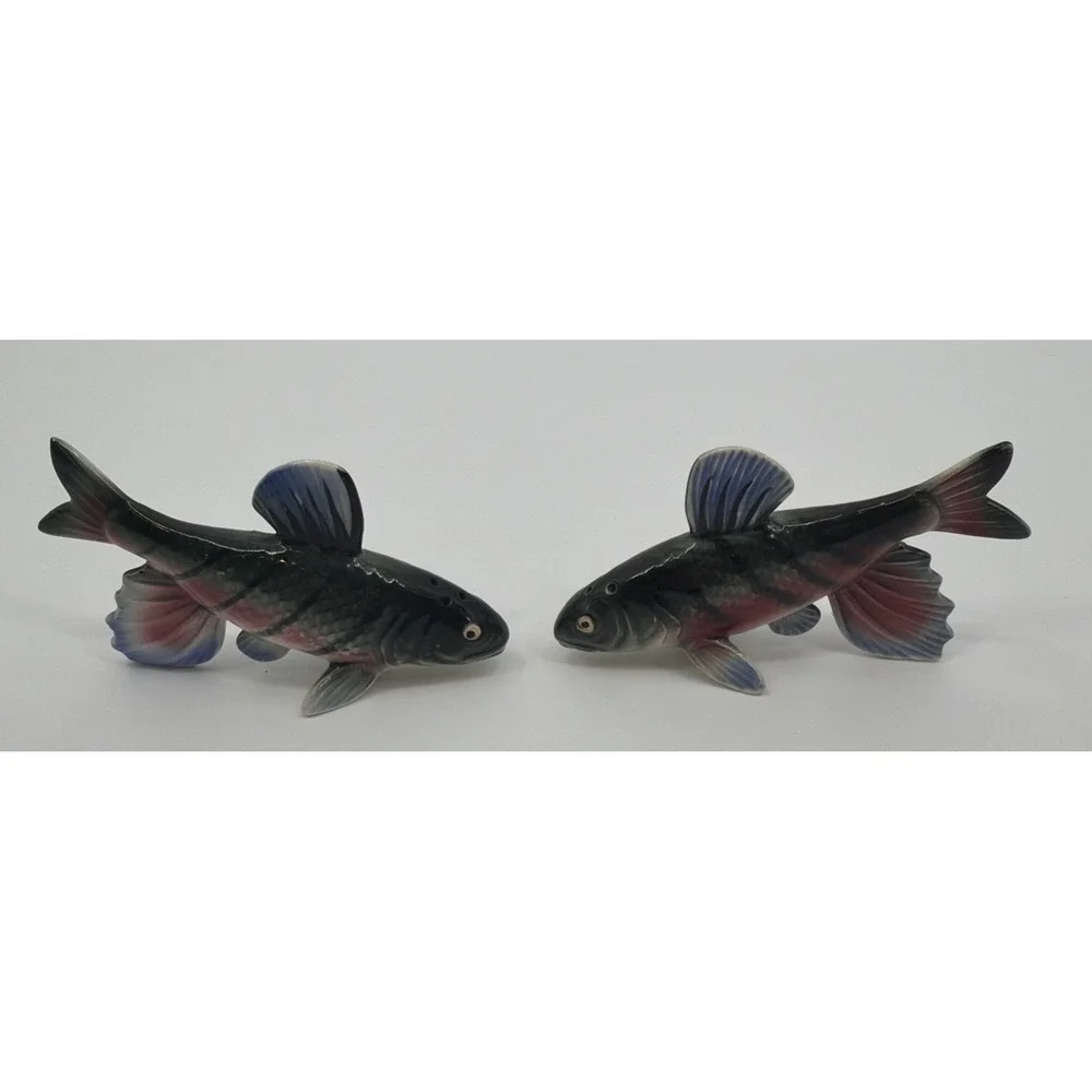 VTG Ceramic JAPAN Trout FISH Salt & Pepper Shakers 2 1/2